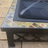 Mosaic Tiles Square Fire Pit Coffee Table with Spark Guard Lid - 76cm - Gardenesque