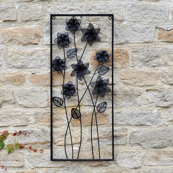 Outdoor Garden Metal Wall Art - Flowers 70cm at Gardenesque