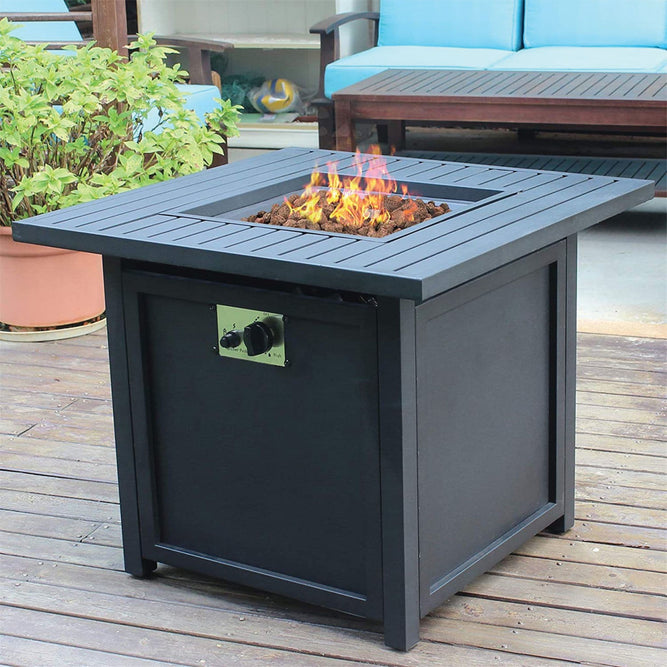 Outdoor Gas Fire Pit Table - Charcoal Grey at Gardenesque