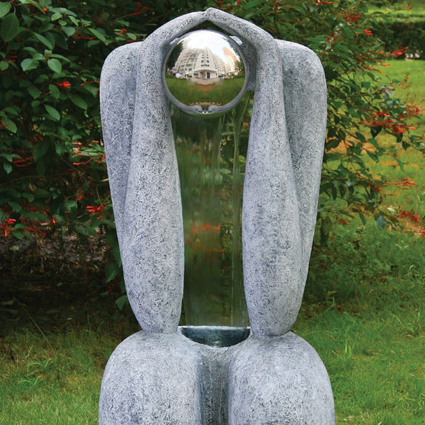 Outdoor Water Feature with Pump & LED Lights - Sitting Man Grey - 120cm - Gardenesque