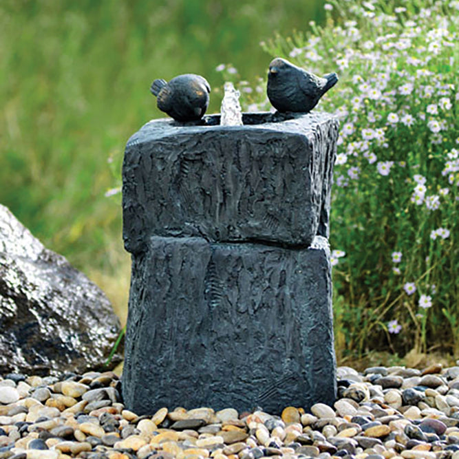 Outdoor Water Feature with Pump & LED Light - Two Blackbirds - Gardenesque