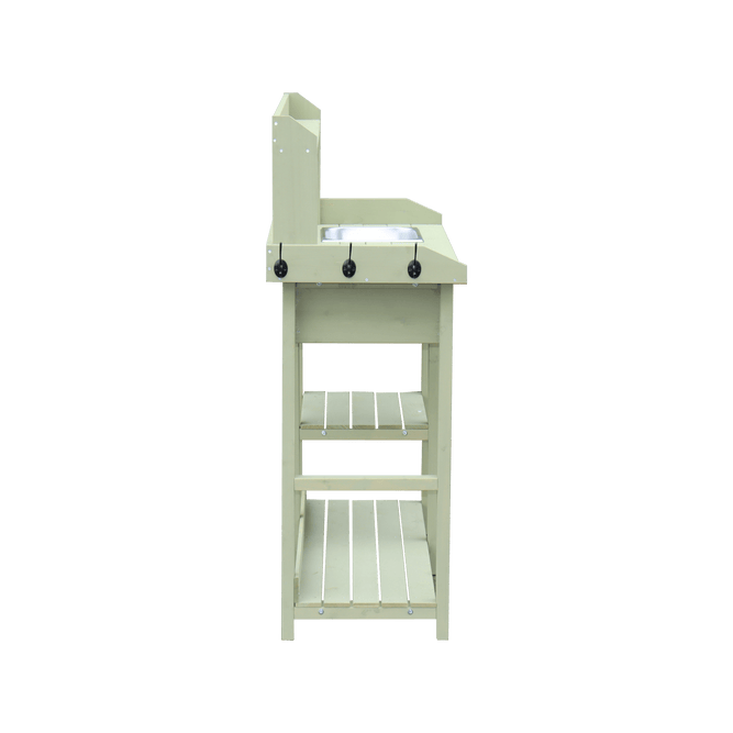 Garden Potting Bench with Hooks, Drawer & Dry Sink at Gardenesque