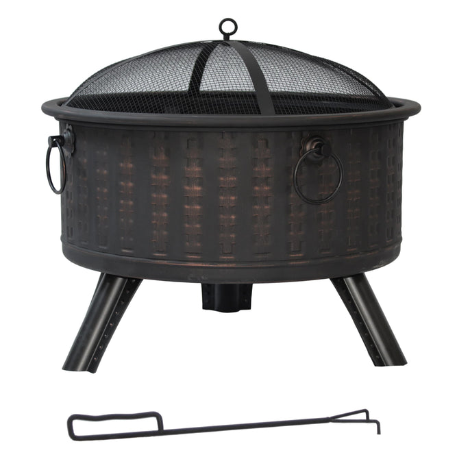 Black round gas clearance fire pit