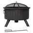 Portable Black Round Fire Pit with Metal Poker & Spark Guard Lid at Gardenesque