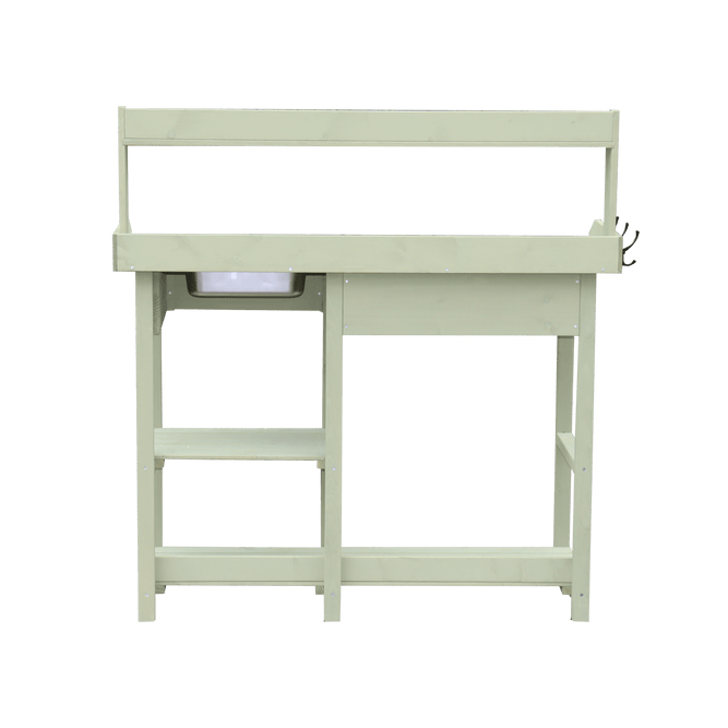 Garden Potting Bench with Hooks, Drawer & Dry Sink at Gardenesque