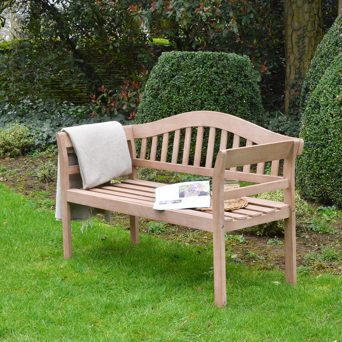 Repton Teak Queen Bench 2 Seater Wooden Garden Bench Gardenesque