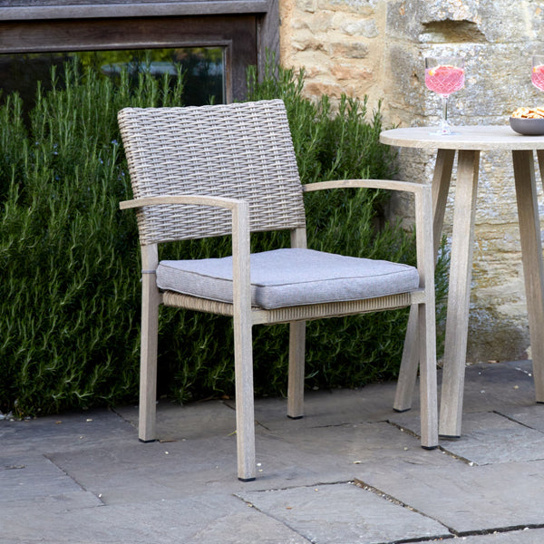 Rattan Garden Dining Chairs - Multipacks - Wood Effect Aluminium - Sherwood at Gardenesque