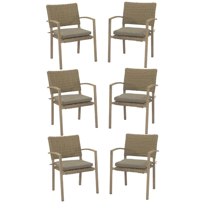 Rattan Garden Dining Chairs - Multipacks - Wood Effect Aluminium - Sherwood at Gardenesque