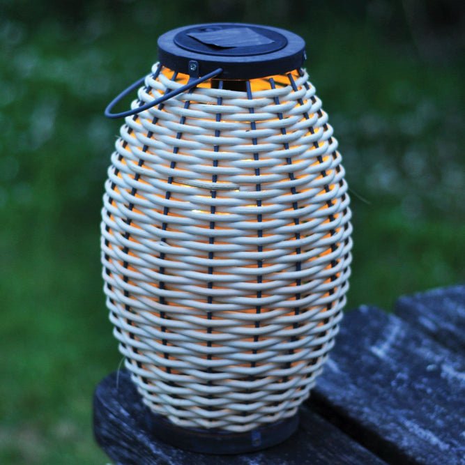 Rattan Weave Solar Light Hanging Lantern at Gardenesque