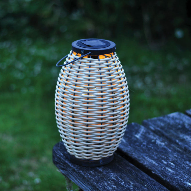 Rattan Weave Solar Light Hanging Lantern at Gardenesque