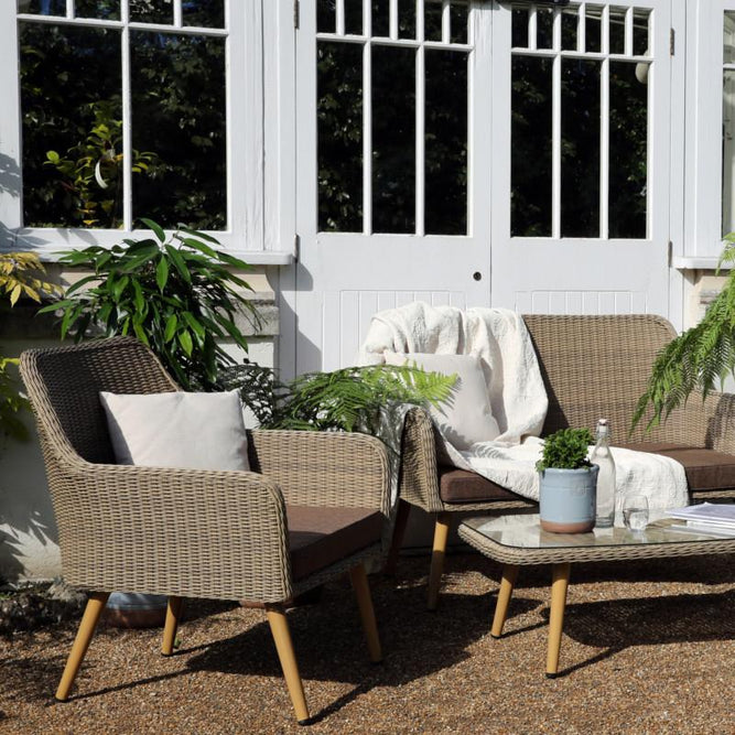 Paxton 4 Seater Rattan Garden Furniture Set with Cushions - Gardenesque