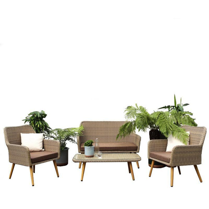 Paxton 4 Seater Rattan Garden Furniture Set with Cushions - Gardenesque