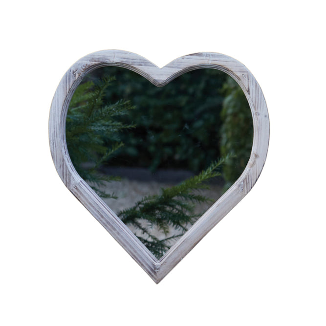 Rustic Heart Wooden Solar Light Up Garden Mirror available at Gardenesque