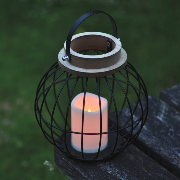 Hanging Lantern with Light Up Candle at Gardenesque