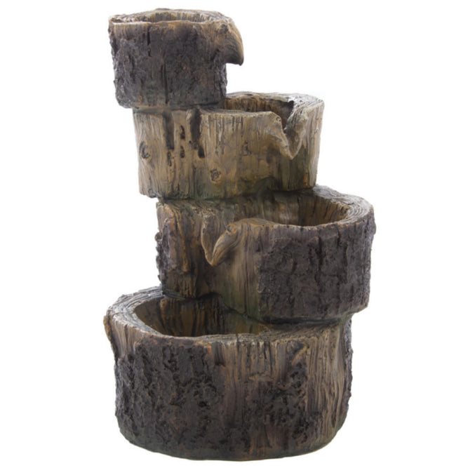 Solar Powered Garden Water Feature with LED Lights & Pump – Tree Trunk - 46cm - Gardenesque