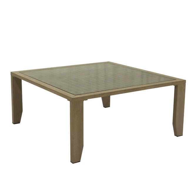 6 Seater Wood Effect Aluminium Garden Corner Sofa with Coffee Table - Sherwood at Gardenesque