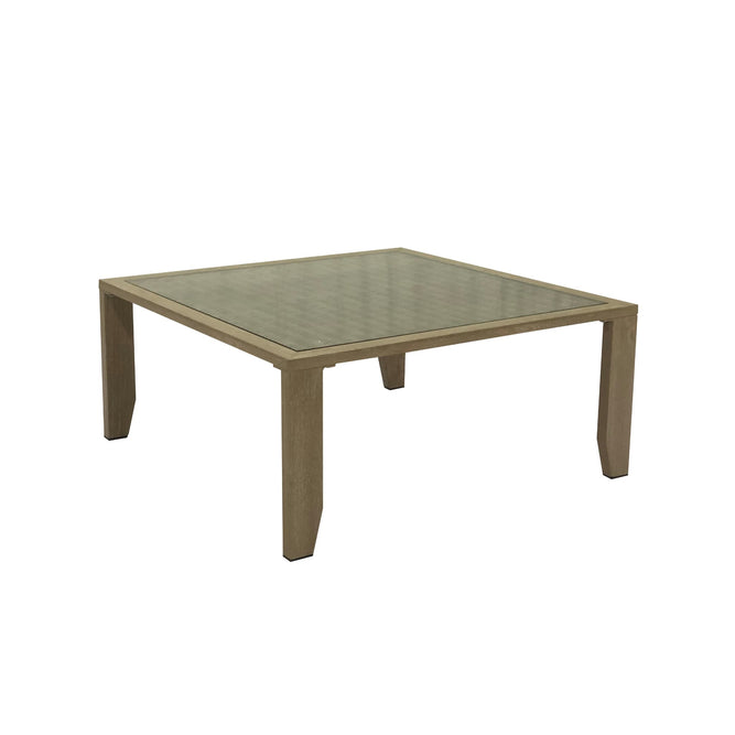 Square Outdoor Coffee Table - Wood Effect Aluminium at Gardenesque