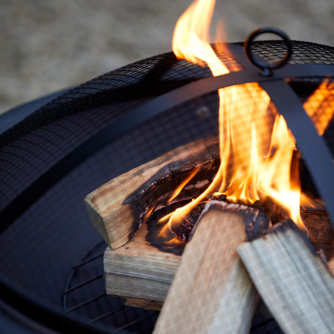 steel fire pit bowl with mesh lid