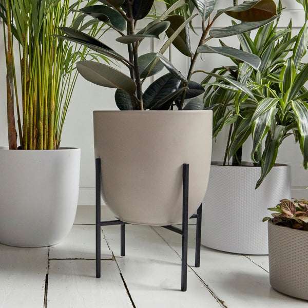 taupe ceramic plant pot