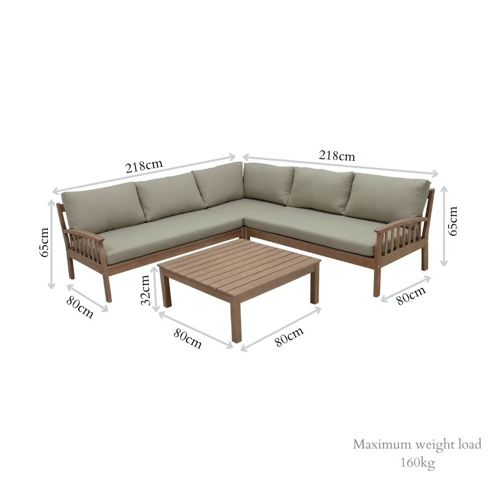 Repton Teak Corner Sofa Furniture Set Teak Finish Wooden Furniture