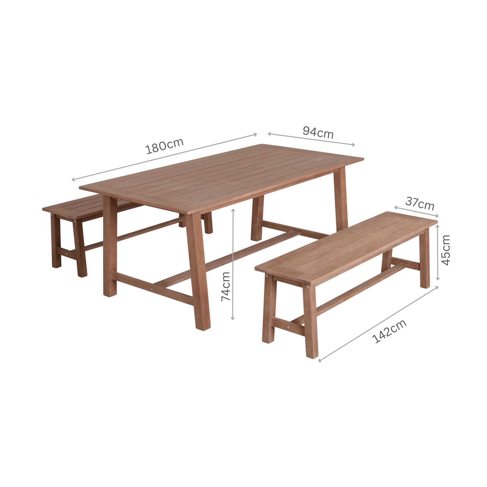 Repton Teak Picnic Furniture Set Wooden Table and Benches Set Gardenesque
