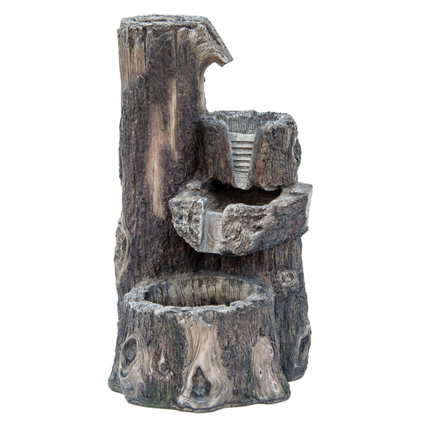 Tree Trunk Outdoor Water Feature with Pump & LED Lights - 57cm available at Gardenesque