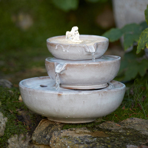 Premium Ceramic 3 Tier Water Feature with LED Light - Gardenesque