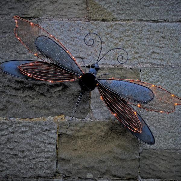 Wall Art Solar Light Garden Decoration - Dragonfly at Gardenesque
