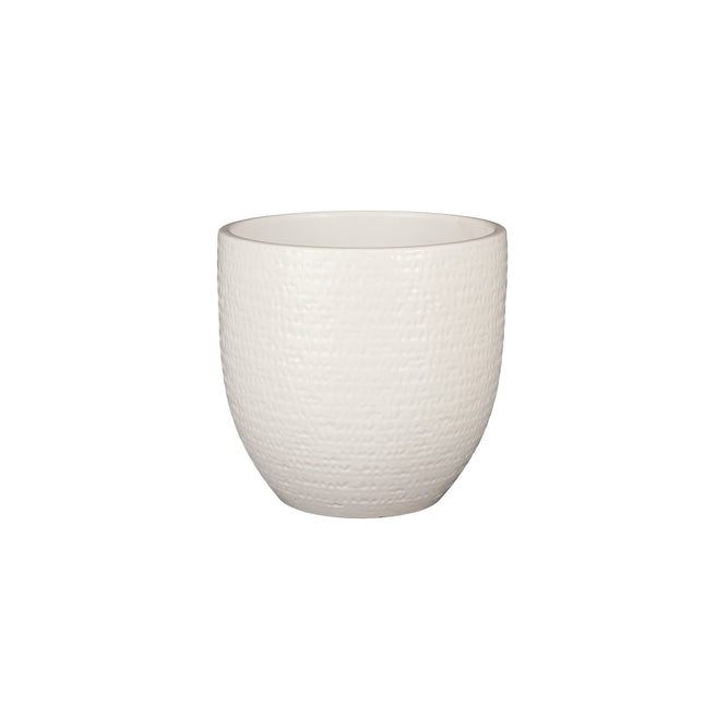 White Textured Round Indoor Ceramic Plant Pot - 4 Sizes at Gardenesque