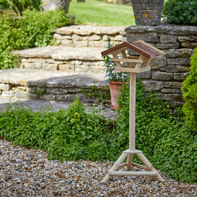 wooden bird feeder station