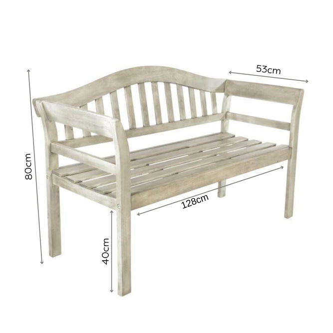 2 Seater Grey Wooden Garden Bench - Repton Queen