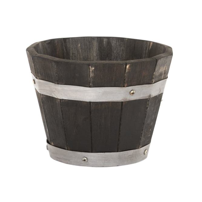 Wooden Whiskey Barrel Planter with Drainage - 2 Sizes - Gardenesque